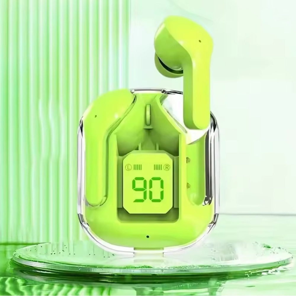 Neon Green Wireless Earbuds with Charging Case